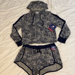 Champion Blue and Gray Leopard Print Set
